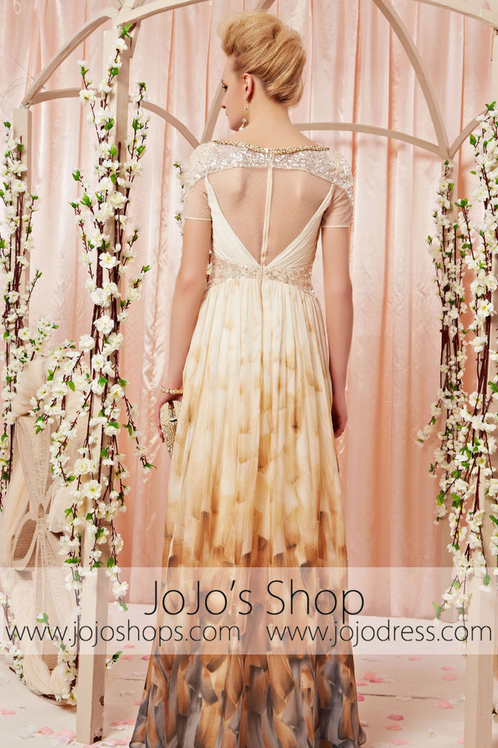 Short Sleeves Yellow Prom Formal Evening Dress CX830381
