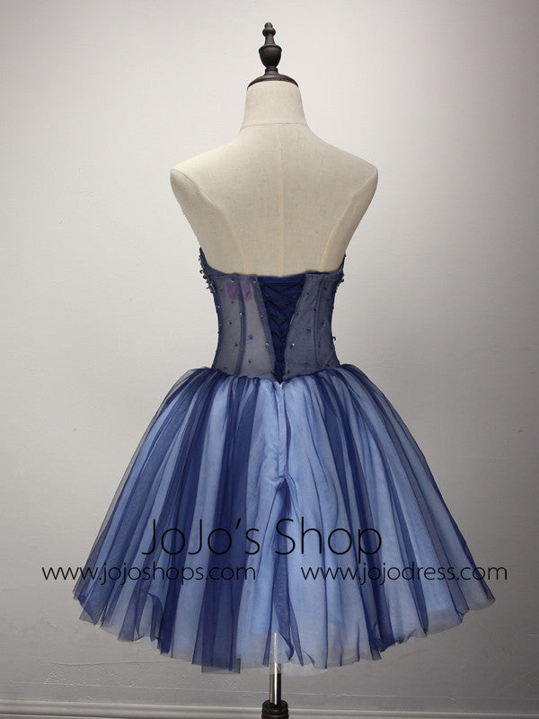 Dark Blue Short Cocktail Prom Formal Dress