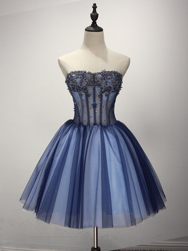 Dark Blue Short Cocktail Prom Formal Dress