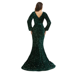 Shimmery Dark Green Maxi Formal Red Carpet Gala Evening Dress EN5018