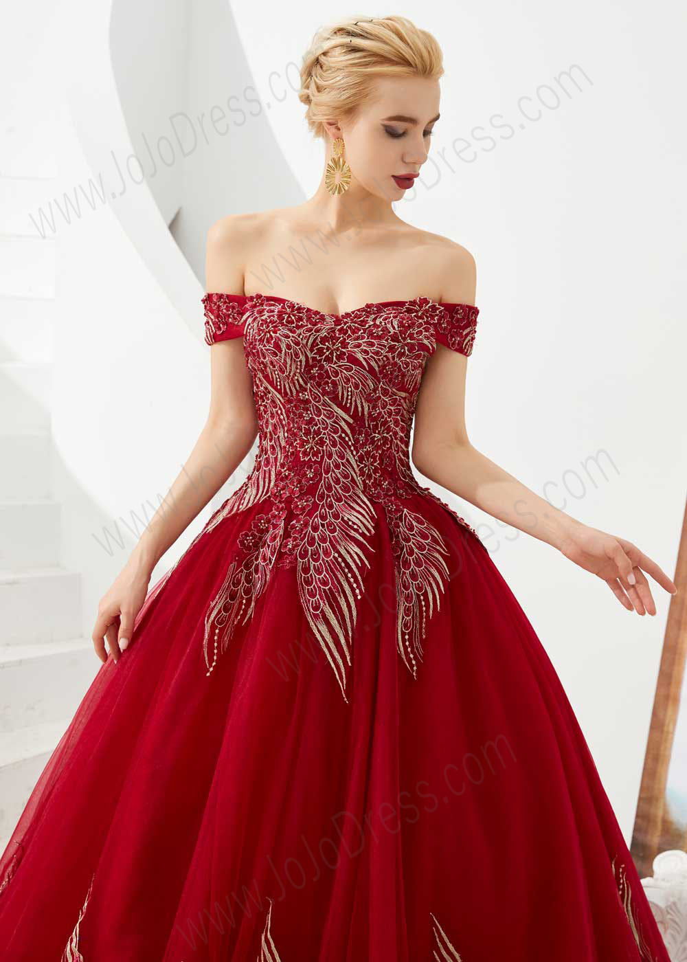 Red Tulle Ball Gown Quinceanera Dresses, Prom Dress With Appliques, MP366 –  Musebridals