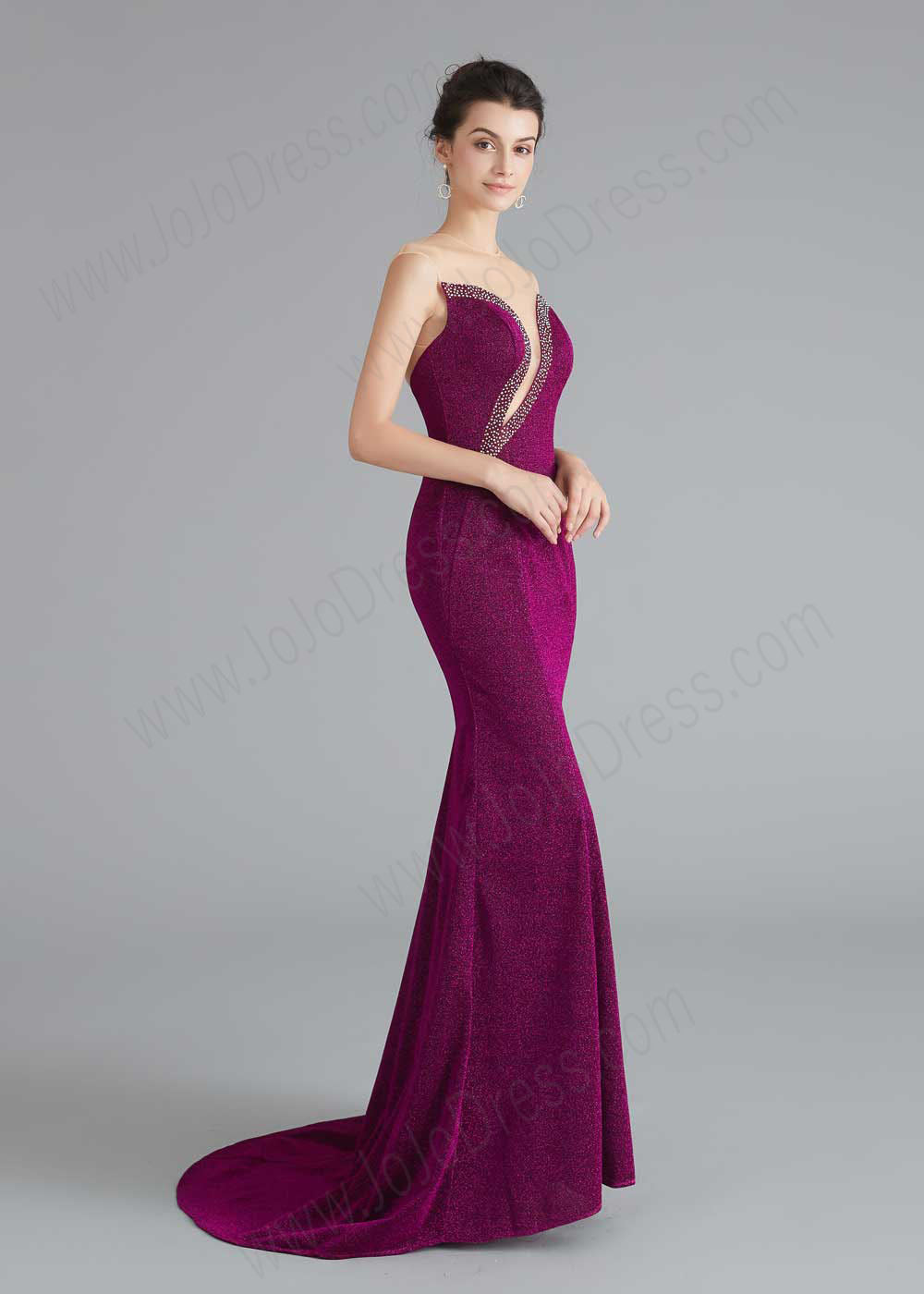 Dark Red Shimmery Formal Prom Home Coming Dress