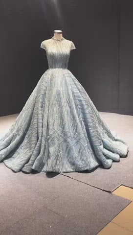 Sparkly Sage Green Black Tie Ball Gown Evening Dress RS2011