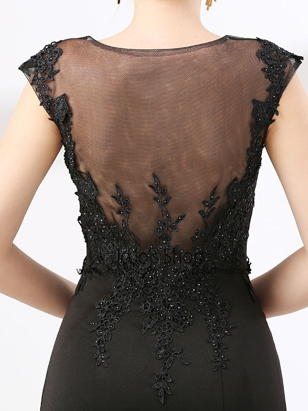 Elegant Black Lace Formal Evening Dress