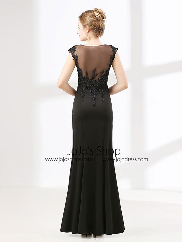 Elegant Black Lace Formal Evening Dress