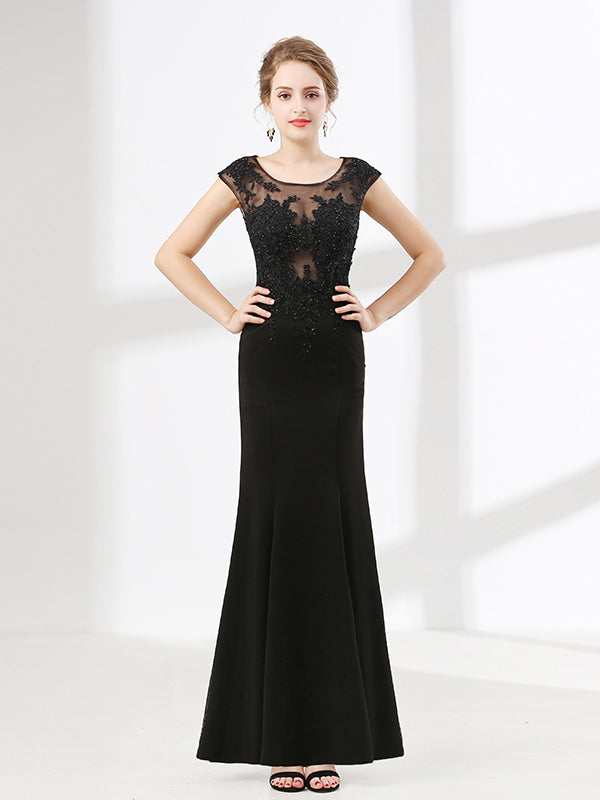 Elegant Black Lace Formal Evening Dress