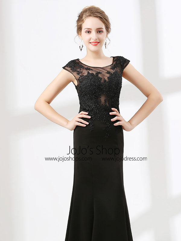 Elegant Black Lace Formal Evening Dress