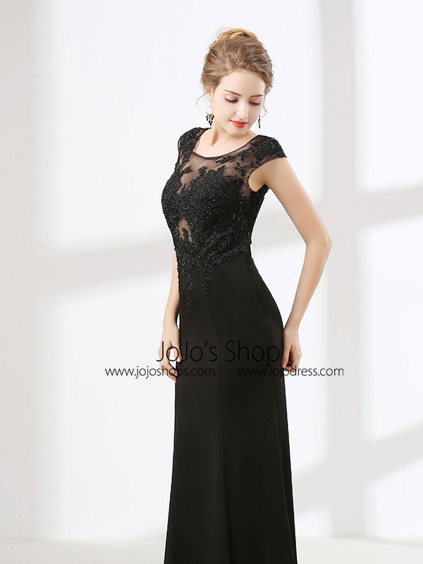 Elegant Black Lace Formal Evening Dress