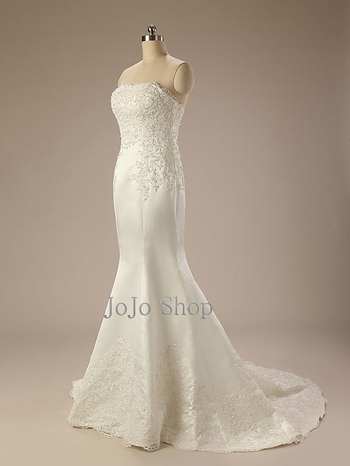 Elegant Strapless Lace Mermaid Dress 