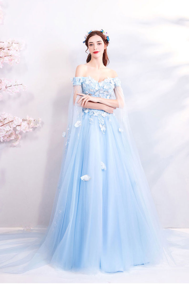 Ice Blue Elsa Style Formal Prom Evening Dress X2007