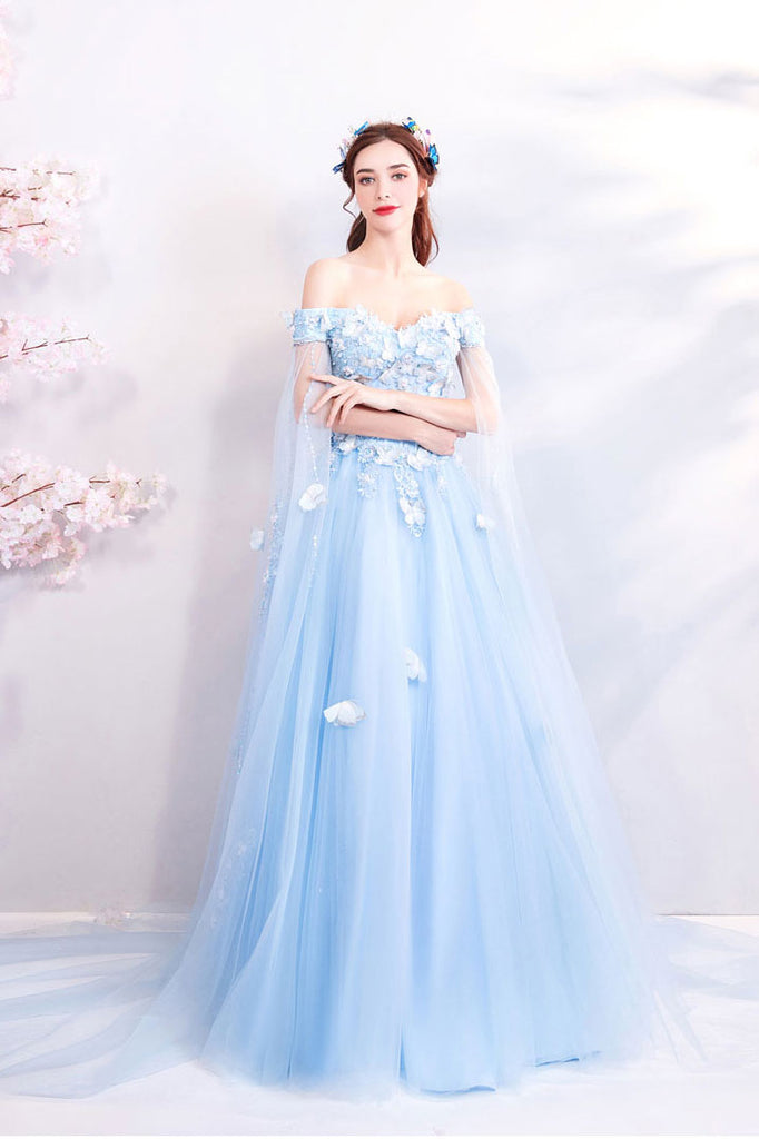 ice blue colour combination dress Ice Blue Satin Long Dress With Beaded Lace Appliqué main image 0