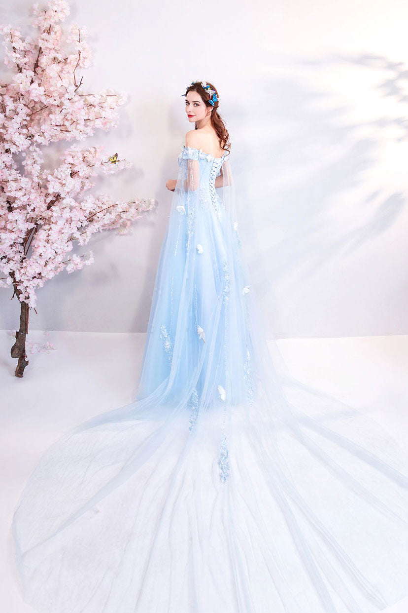 Ice Blue Elsa Style Formal Prom Evening Dress X2007