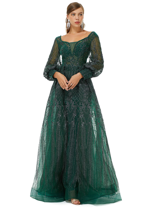 Hunter Green Maxi Formal Prom Gala Evening Dress EN4509