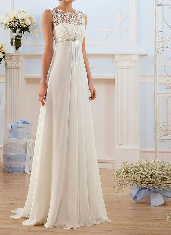 Empire Chiffon Dress with Chantilly Lace Bodice | BB002