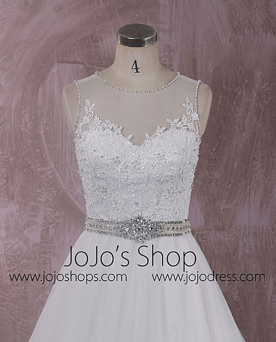 Elegant Ball Gown Lace Dress with Illusion Neckline and Back | QT815007