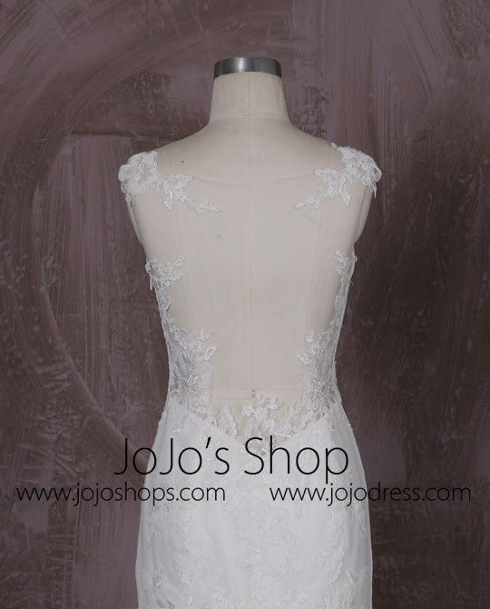 Fit and Flare Mermaid Lace Dress with Illusion Neckline and Illusion Back | QT85330