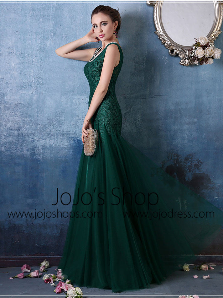 Forest Green Elegant Mermaid Fitted Lace Formal Evening Prom Dress | X033 Size 4 / Other Forest Green Elegant Mermaid Fitted Lace Formal Evening Prom Dress | X033 Size 4 / Other
