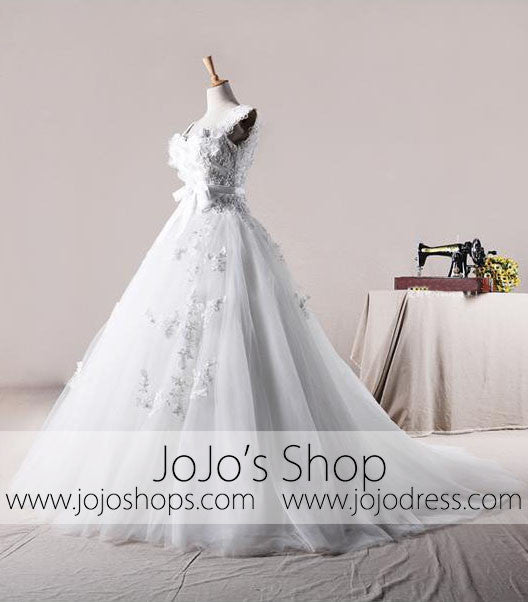 Cap Sleeves Floral Princess Debutante Ball Gown Dress