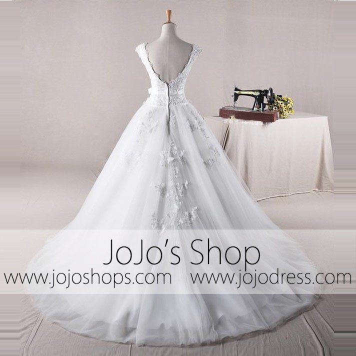 Cap Sleeves Floral Princess Debutante Ball Gown Dress