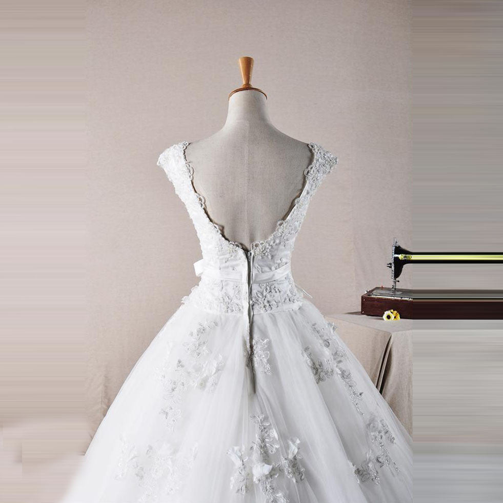 Cap Sleeves Floral Princess Debutante Ball Gown Dress