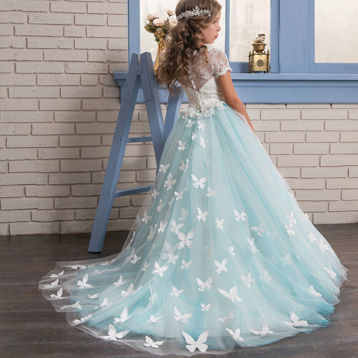 Girls Champagne Sleeveless Formal Ball Gown
