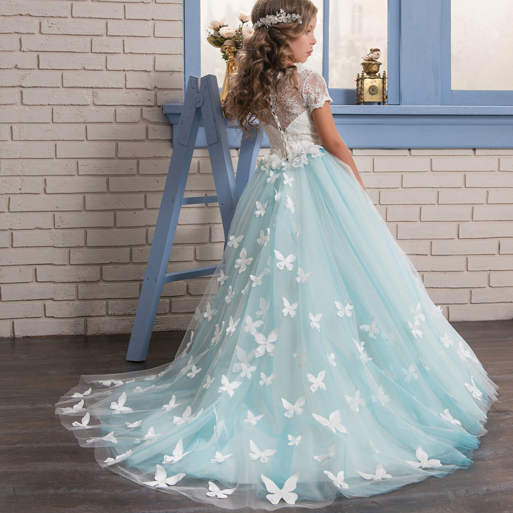 Girls Champagne Sleeveless Formal Ball Gown