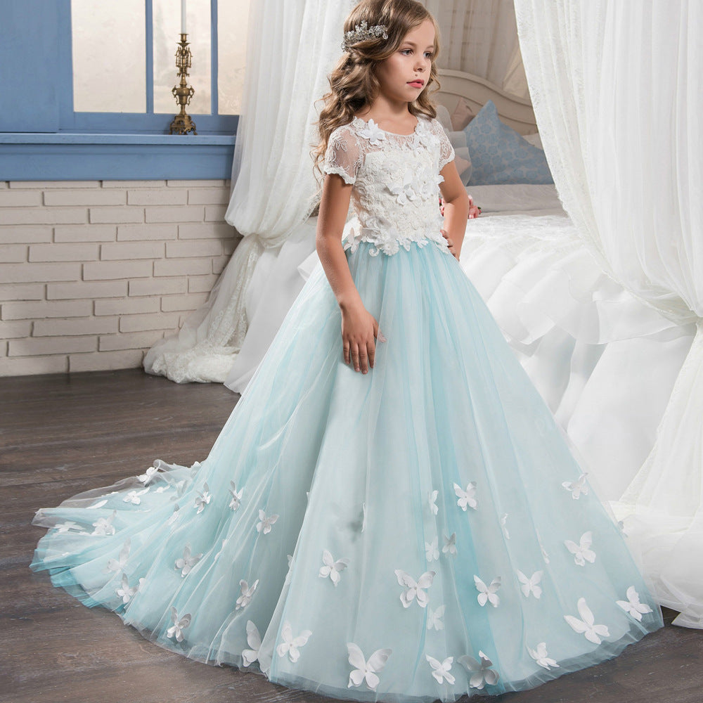 Girls Champagne Sleeveless Formal Ball Gown