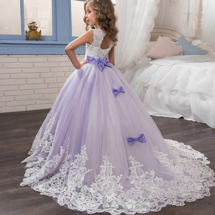 Purple Girls Princess Ball Gown Party Dress Birthday Dress