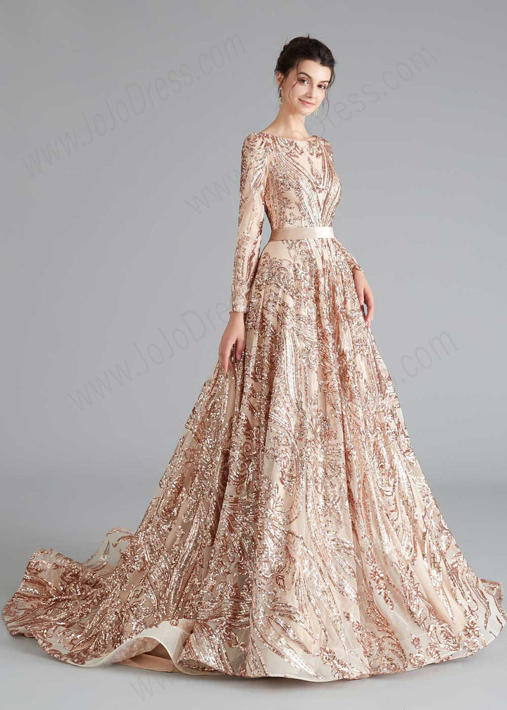 A-line Gold Shimmery Sequin Home Coming Dress