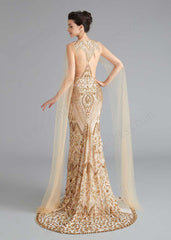 Gold Sequin Shimmery Pageant Prom Dress 