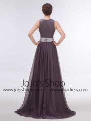Elegant Gray Long Formal Prom Evening Dress