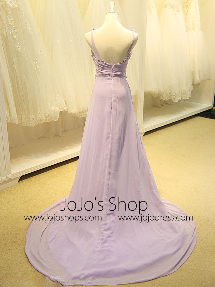 Long Violet Chiffon Formal Prom Evening Dress