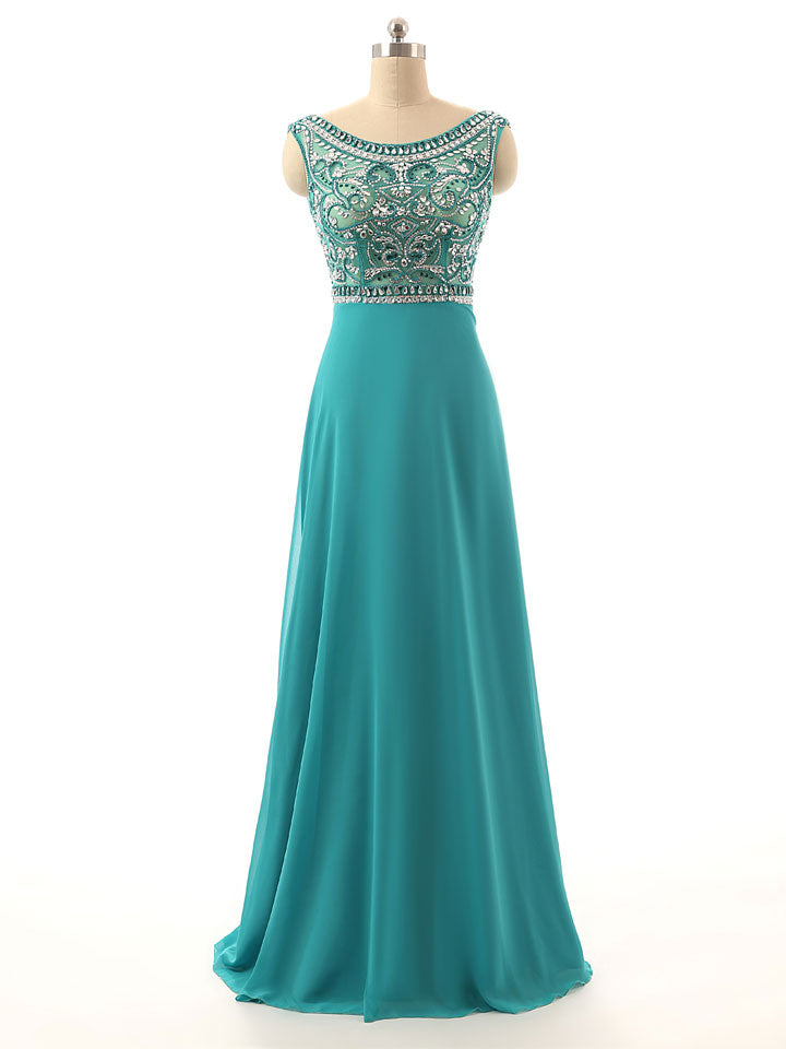 Green Jeweled Formal Evening Prom Formal Dress
