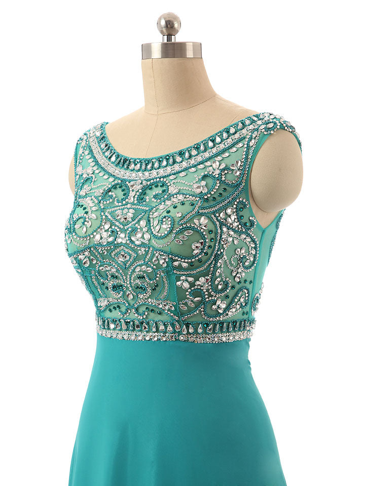 Green Jeweled Formal Evening Prom Formal Dress