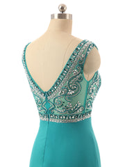 Green Jeweled Formal Evening Prom Formal Dress