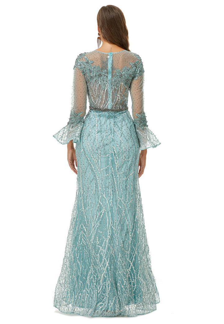 Mint Sparkly Maxi Formal Prom Dress EN4501