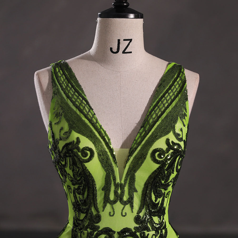 Green Sequins Maxi Mermaid Formal Prom Evening Dress EN5409