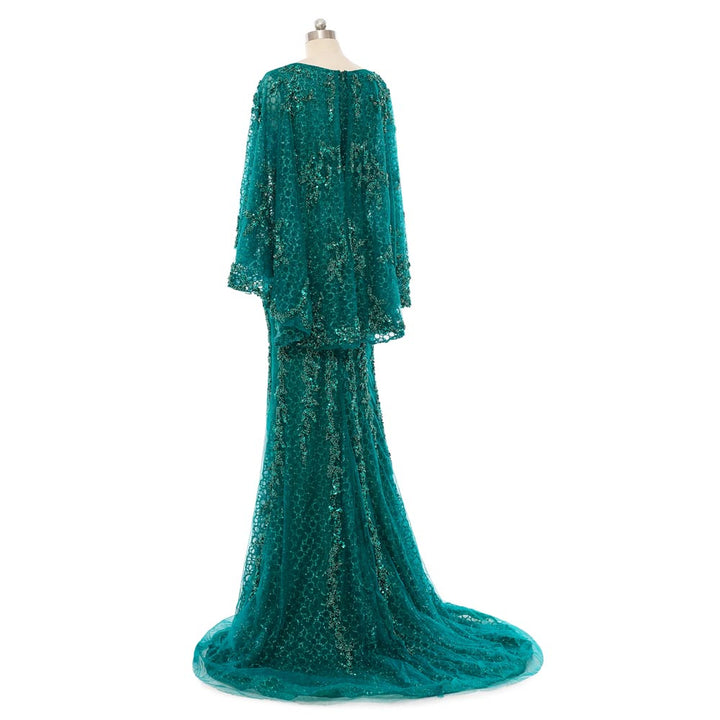 Green Sequins Lace Formal Mother Evening Dress EN5505
