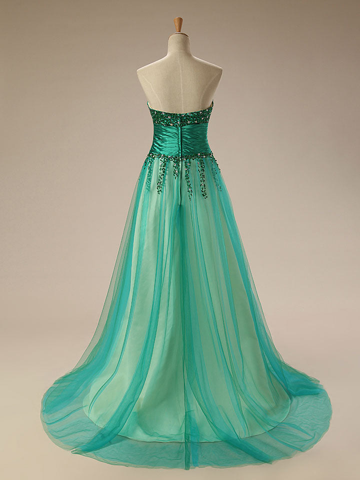 Strapless Green Sparkly Formal Prom Home Coming Evening Gown