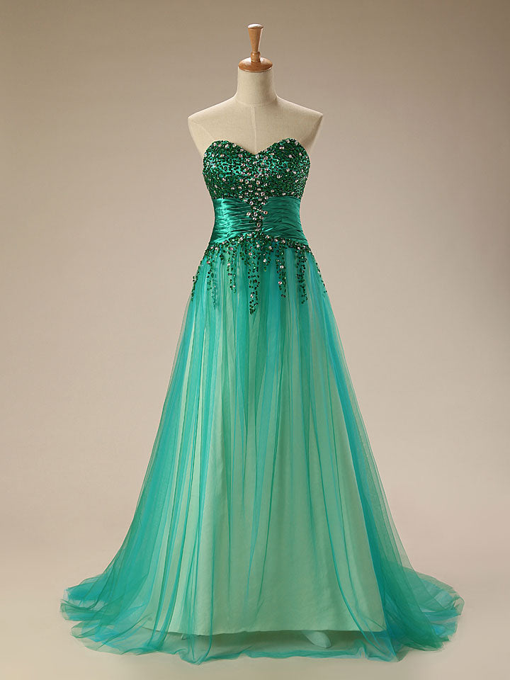 Strapless Green Sparkly Formal Prom Home Coming Evening Gown