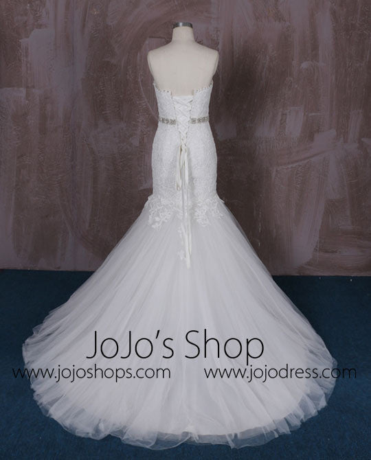 Strapless Cotton Lace Mermaid Dress | QT85186