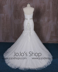 Strapless Cotton Lace Mermaid Dress | QT85186