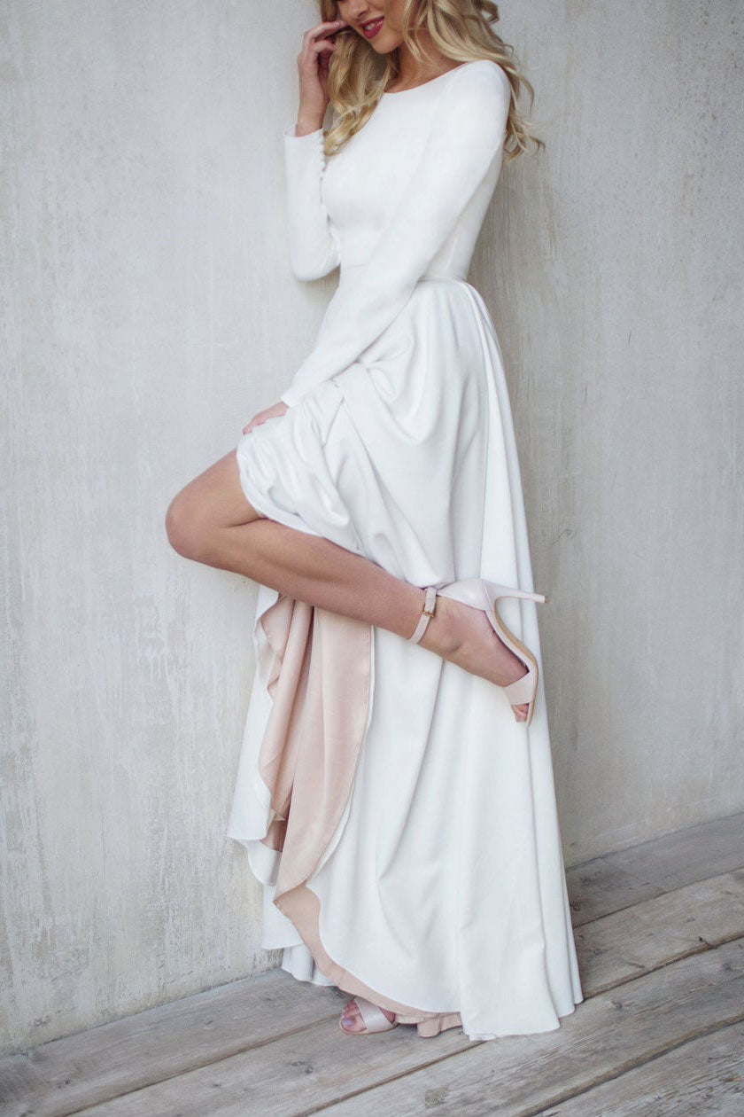 Simple Minimalist High Low Wedding Dress ET3005