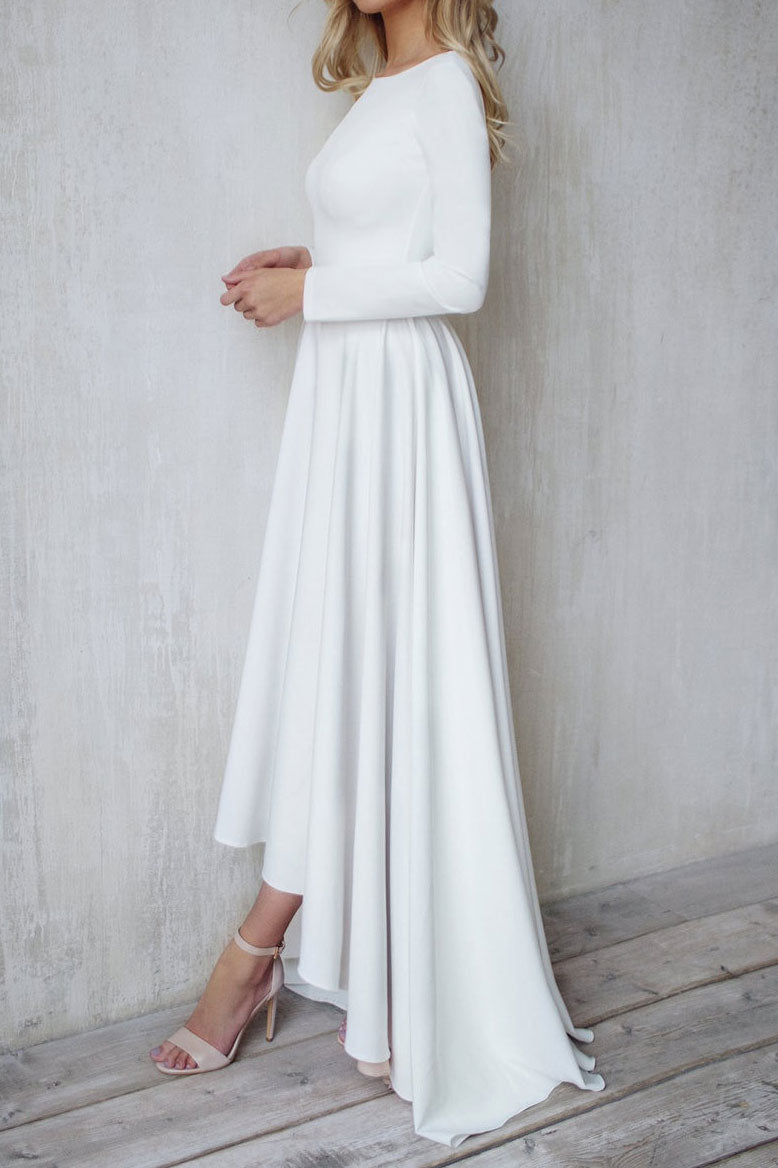 Simple Minimalist High Low Wedding Dress ET3005