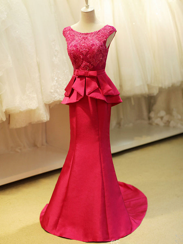 Fuschia Pink Elegant Mermaid Formal Evening Dress
