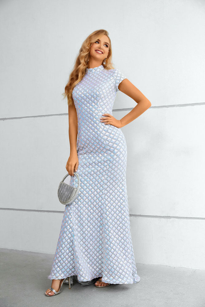 Modest Fitted Mermaid Iridescent Formal Prom Evening Dress EN5605