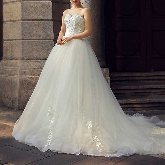 Strapless Princess Ball Gown Wedding Dress RS210108
