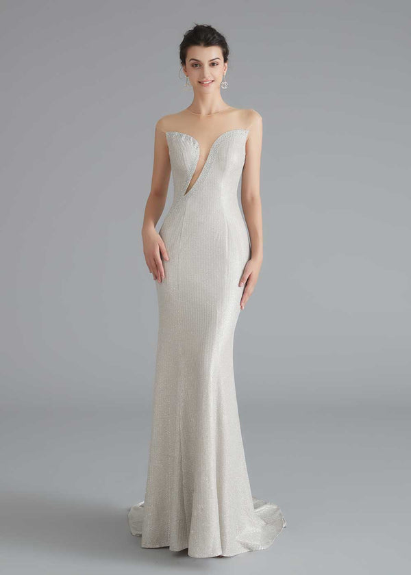 Ivory Shimmery Slim Formal Home Coming Party Dress