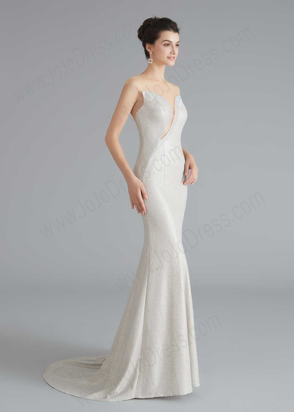 Ivory Shimmery Slim Formal Home Coming Party Dress