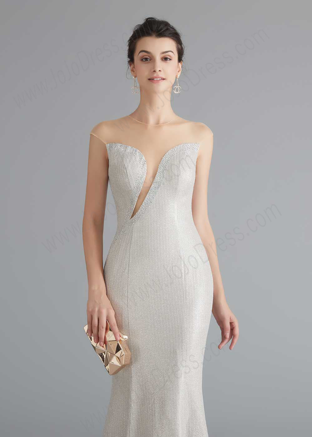 Ivory Shimmery Slim Formal Home Coming Party Dress